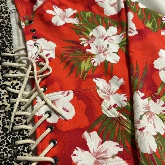 Urban Outfitters Tegan half Hoodie Lace-up  Sweatshirt  size XS oversized - Picture 4 of 5